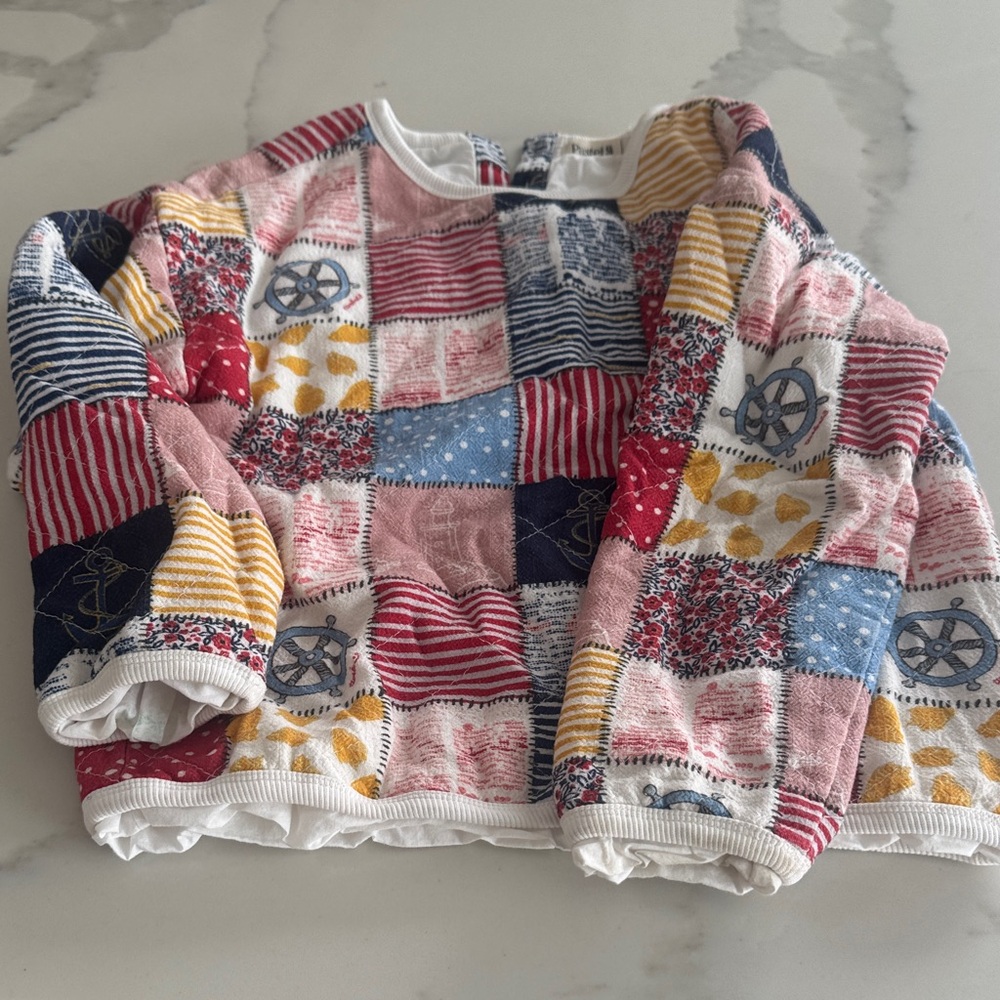 Montauk Nautical Christmas Patchwork Quilted Sweater | Girls 6-7Y | Holiday